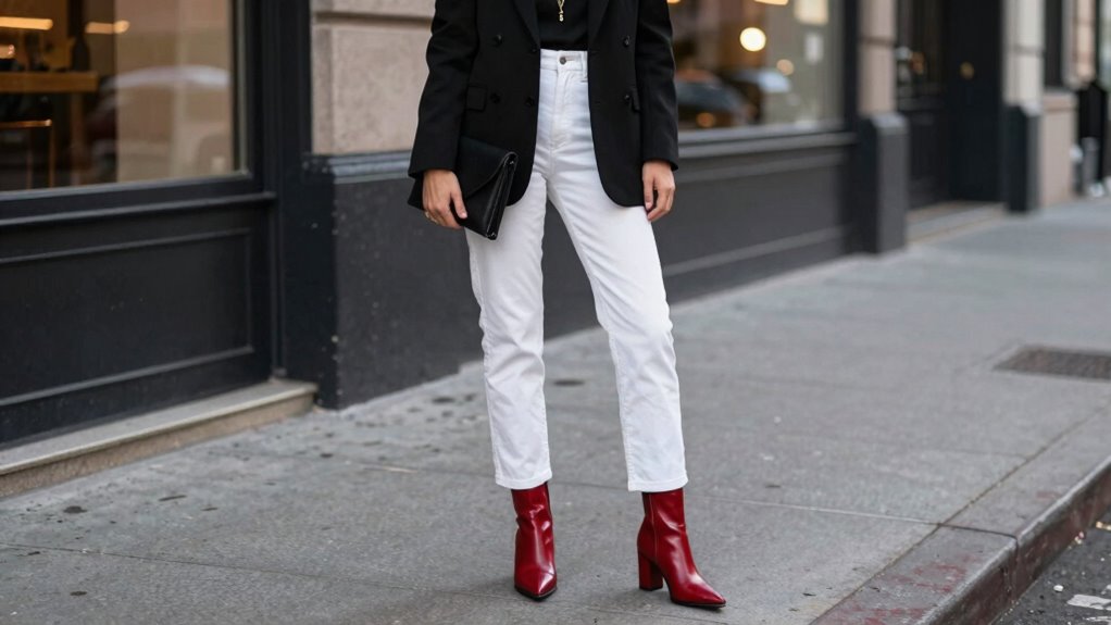 accessories enhance red boots balance simple cohesive