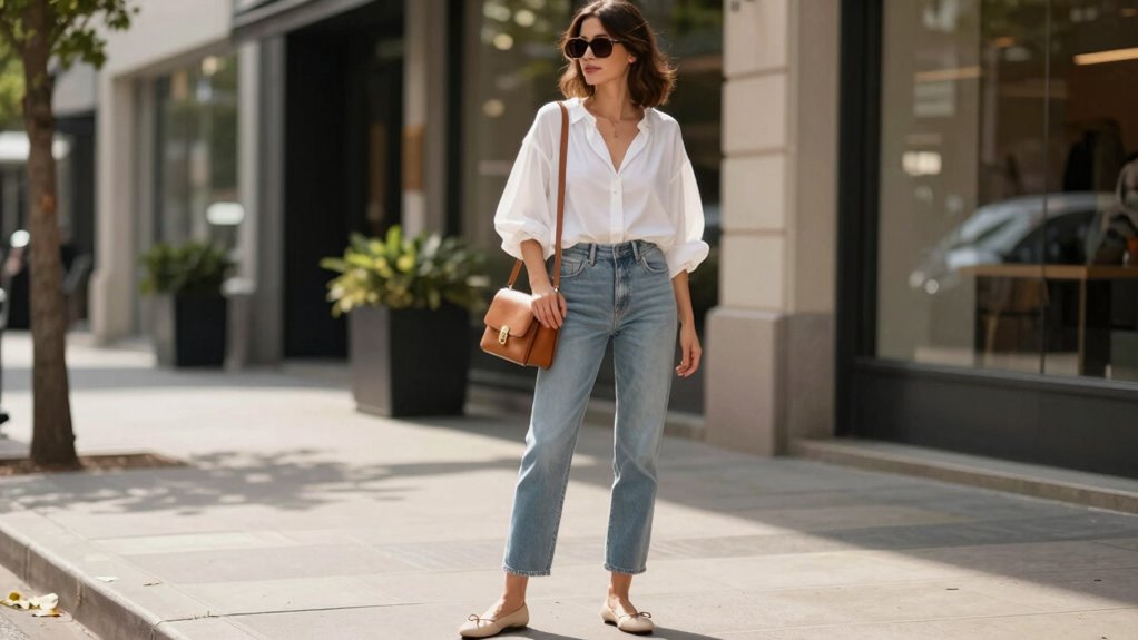 beige ballet flats styling