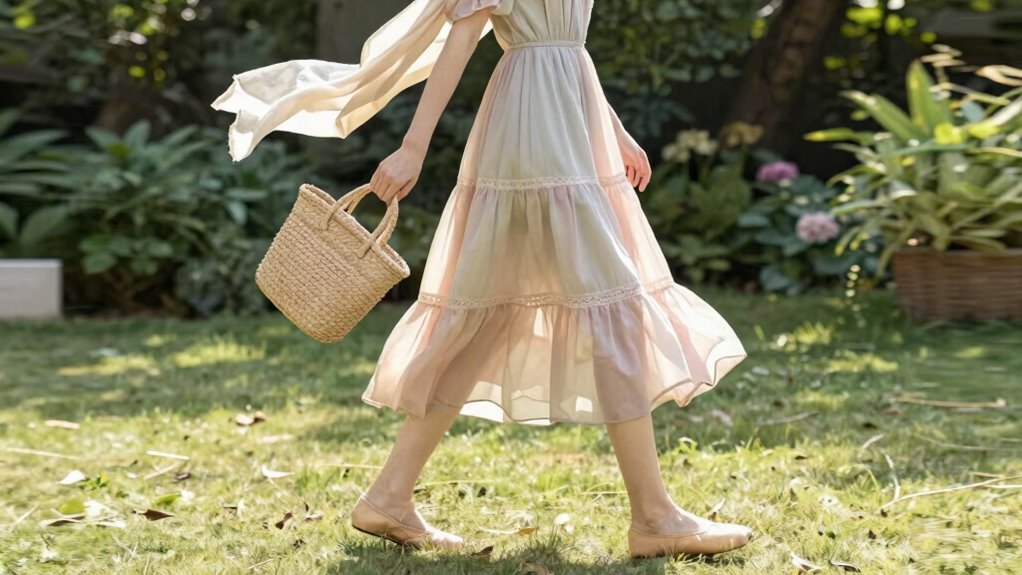beige flats with light fabrics