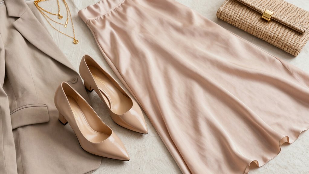 beige pumps with textured accents
