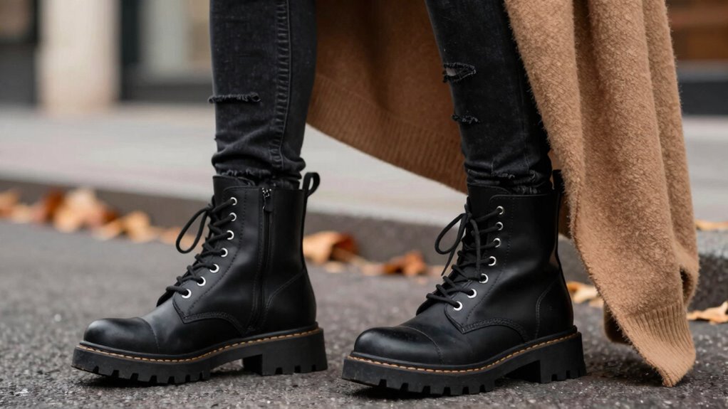 black combat boots elevate winter outfits