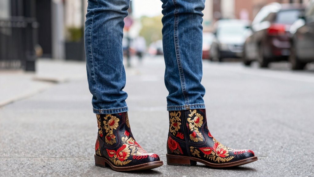 bold boots elevate simple jeans ensemble