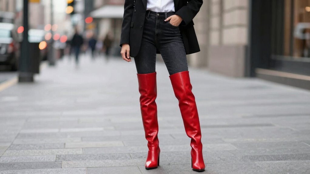 bold red boots versatile outfits