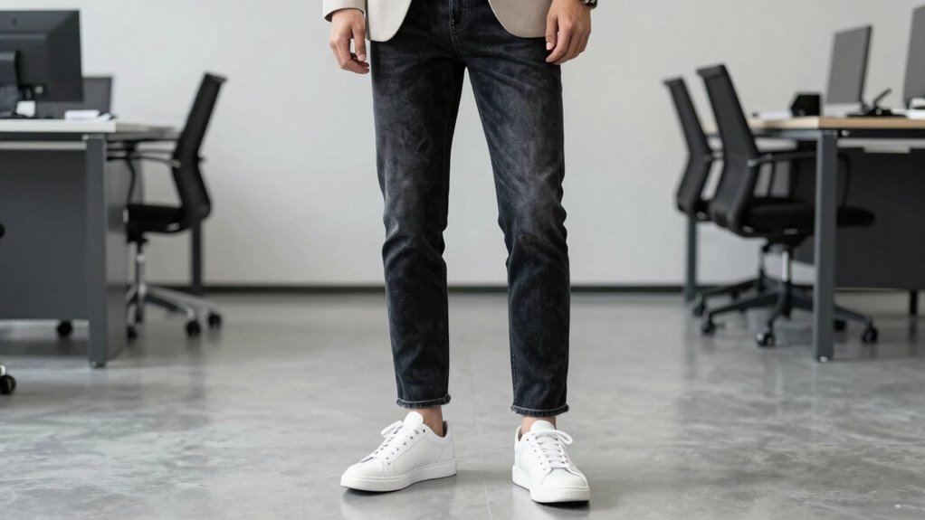 clean tailored dark stretch denim
