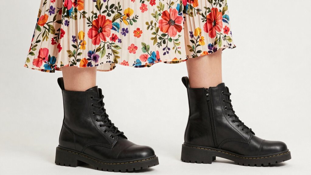 combat boots balance edge with femininity