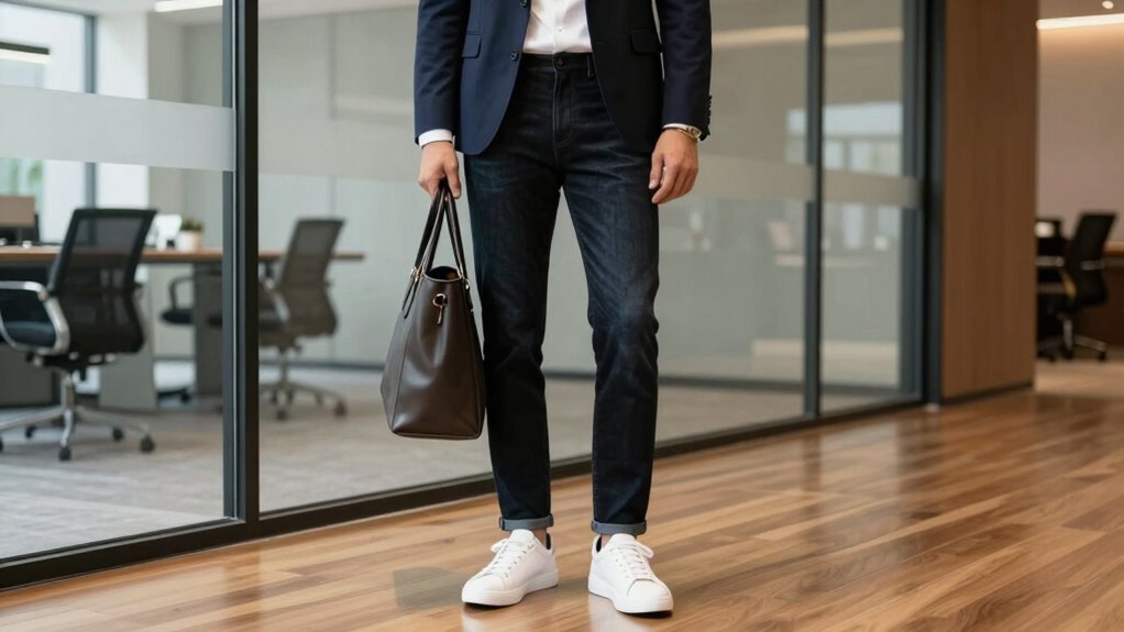 dressier sneakers tailored pants harmony