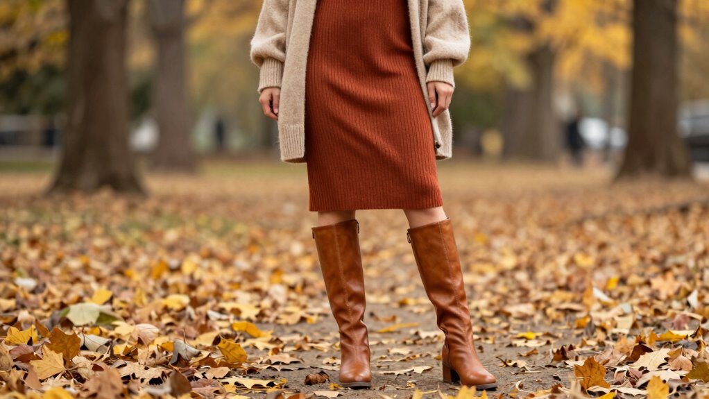 fall dresses with knee high boots