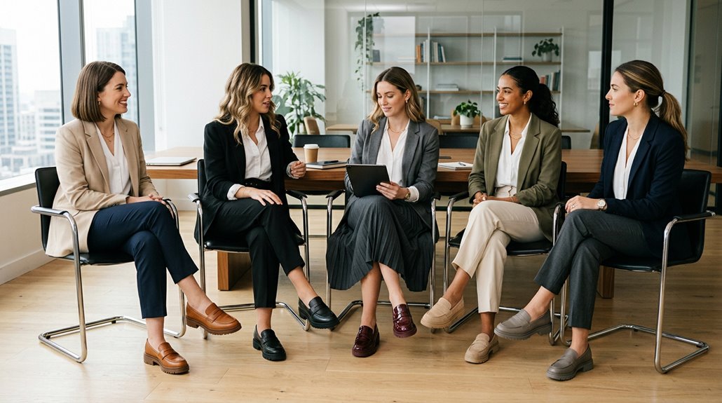 five chunky loafer office outfits