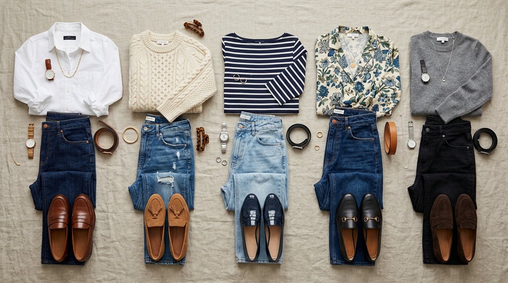 five jeans and loafers outfit ideas