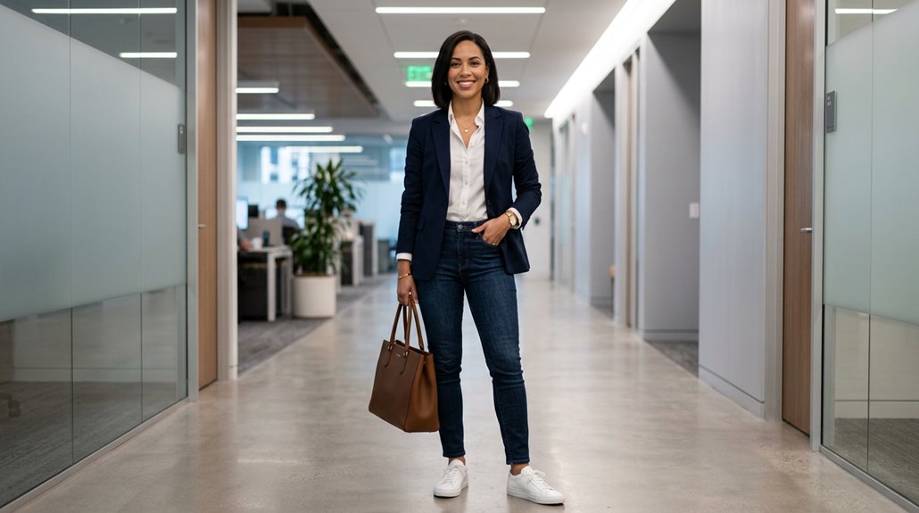 jeans and sneakers for work