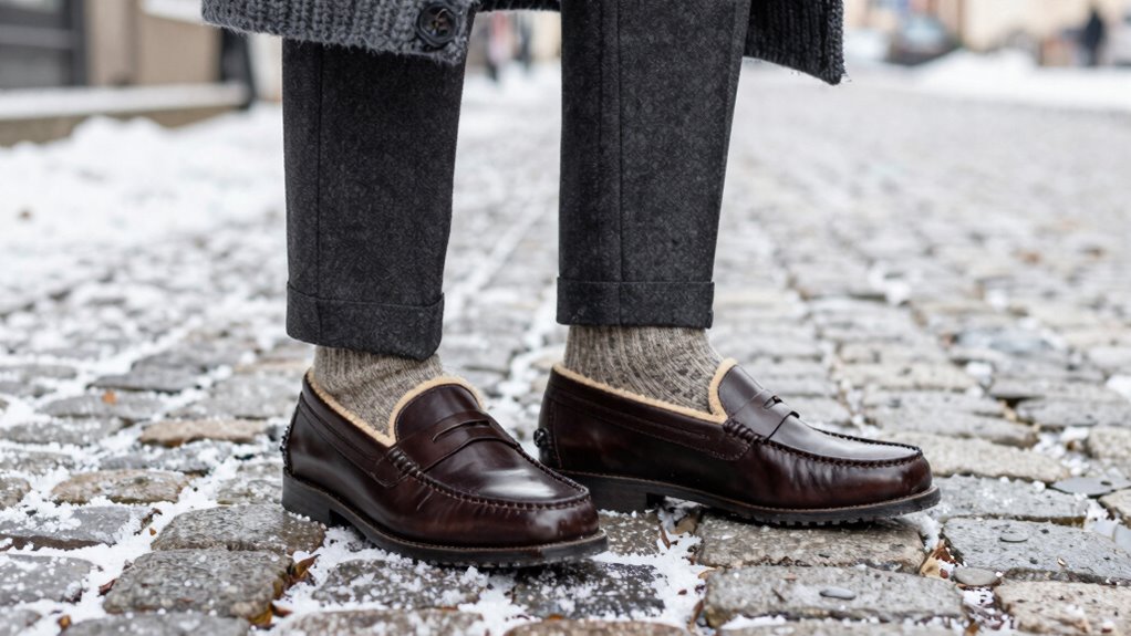 leather warmth traction focused loafers