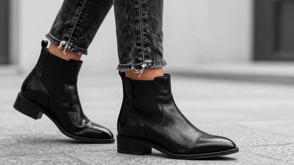 polished monochrome denim boot pairing