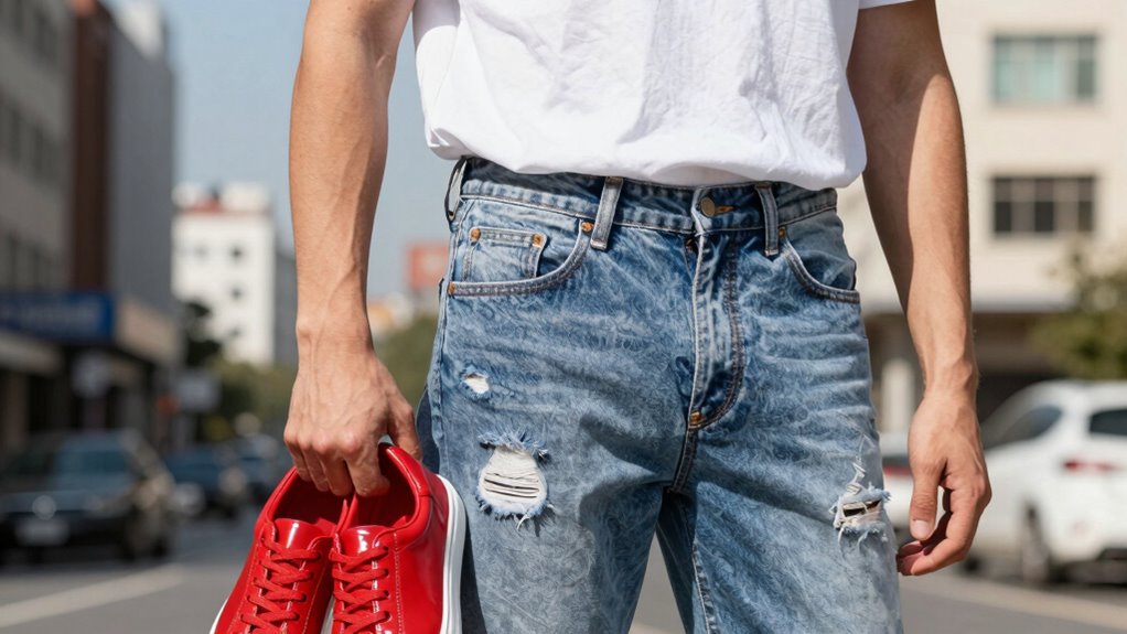 red sneakers casual to polished transitions