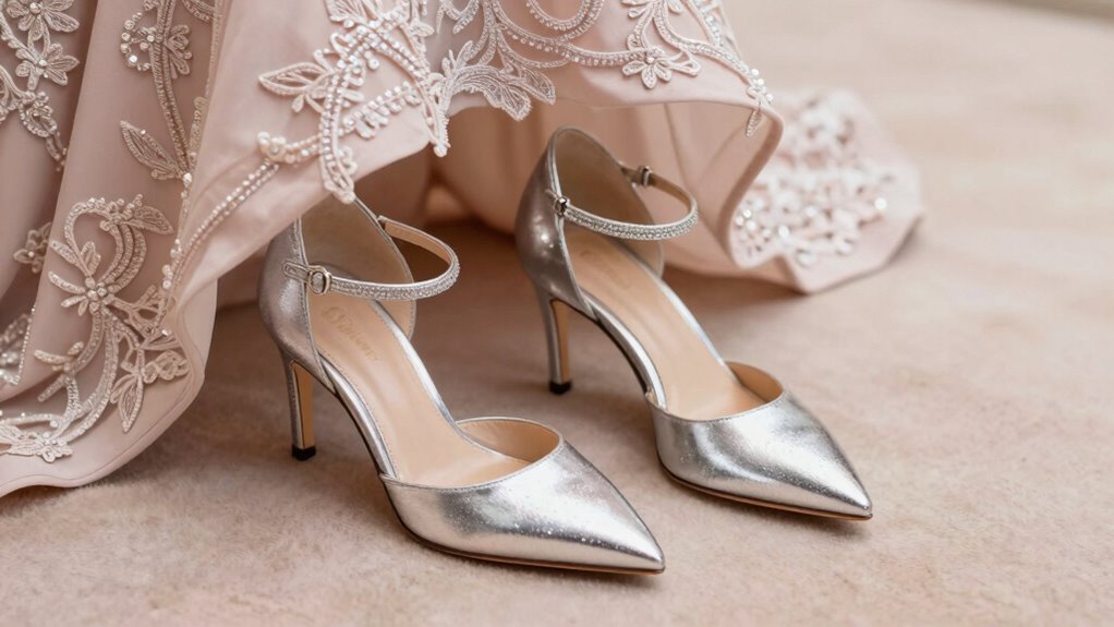 silver heels dress details body support