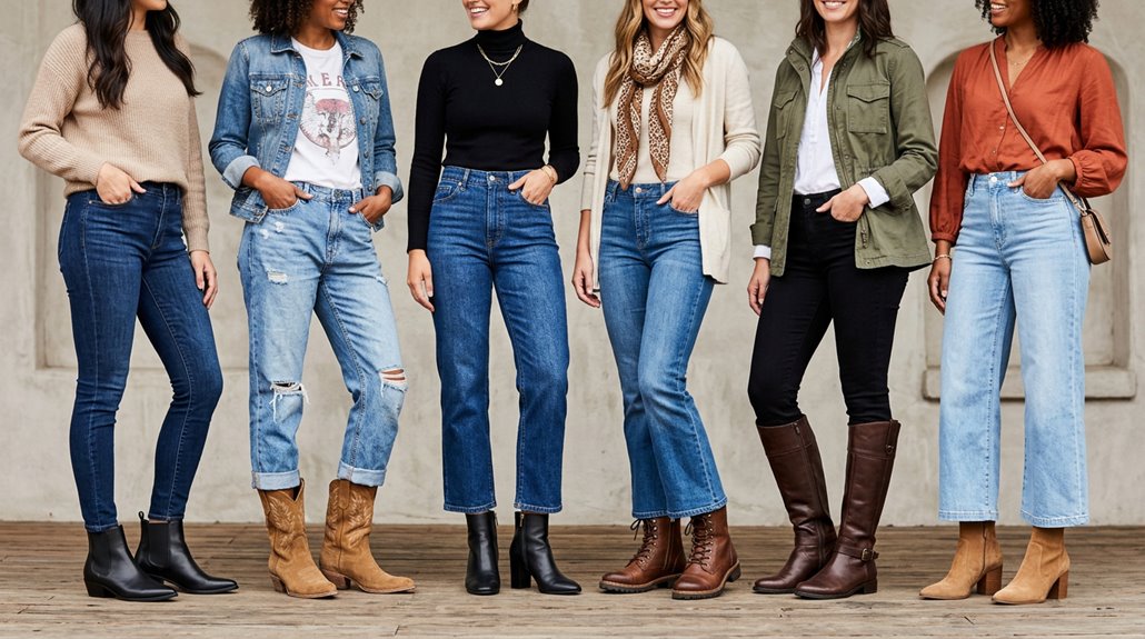 six boots with jeans outfit ideas