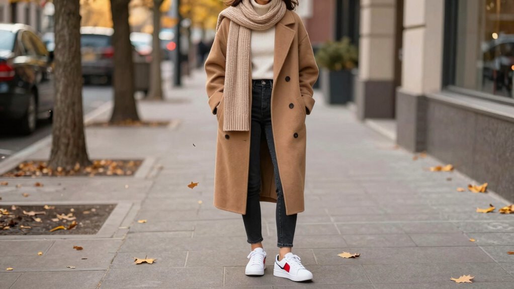 sneakers elevate dresses with outerwear