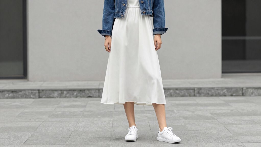 sneakers elevate various dress silhouettes