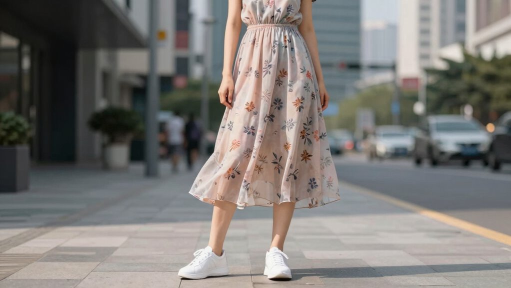 sneakers with diverse dresses styling
