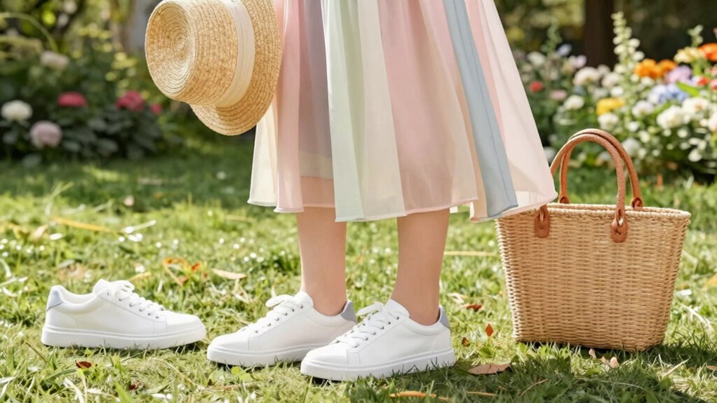 white sneakers with breezy dresses