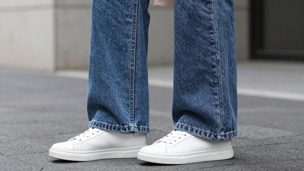 wide leg jeans with sleek sneakers balance