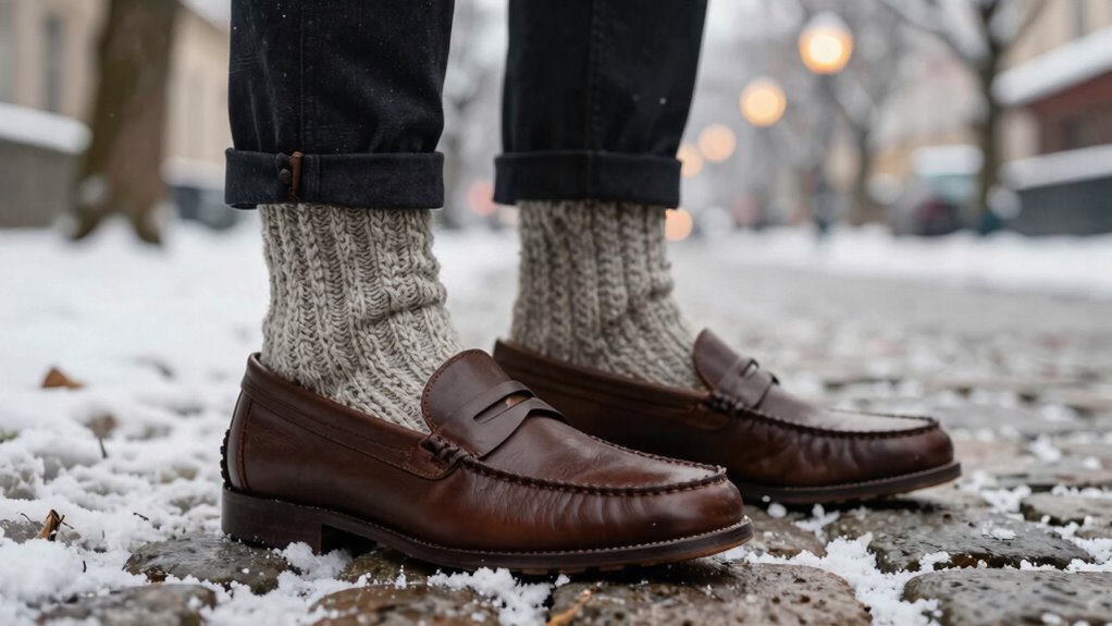 winter ready leather loafers with traction