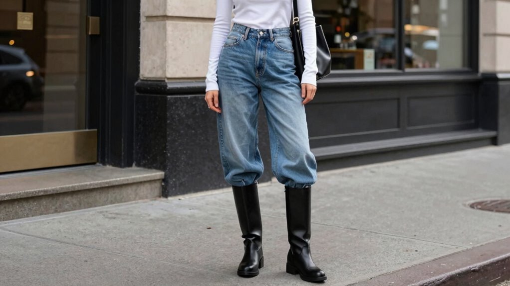 boots baggy jeans balanced silhouette