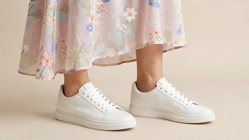dress style and fabric dictate sneakers