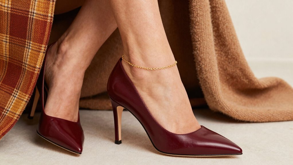 fall heel outfits with cozy accessories