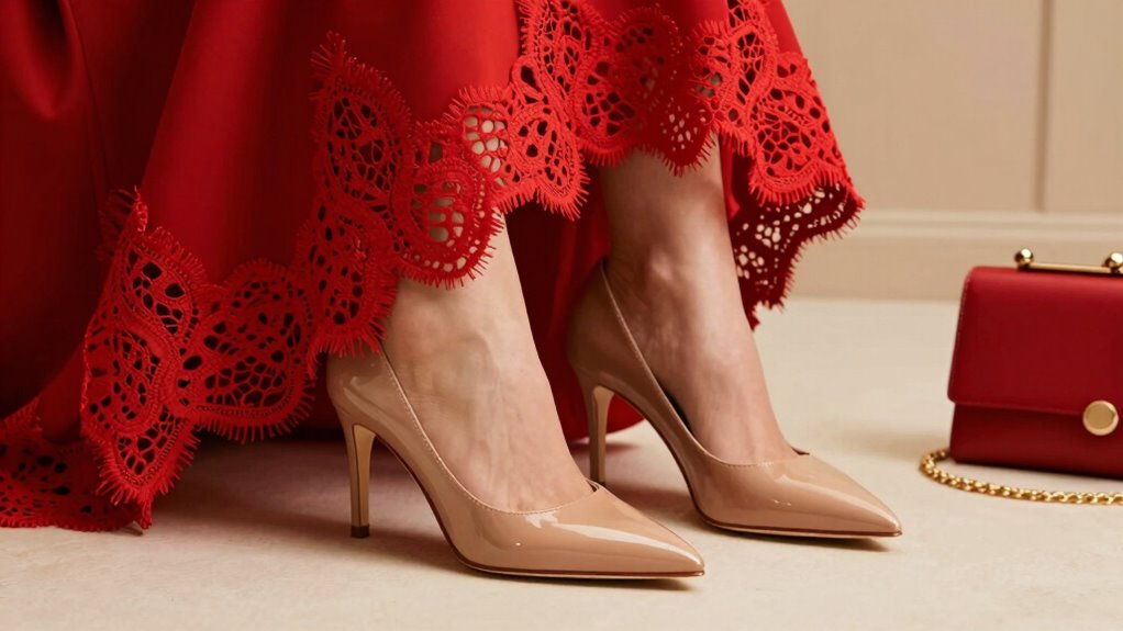 luxurious red dress accessorizing balance