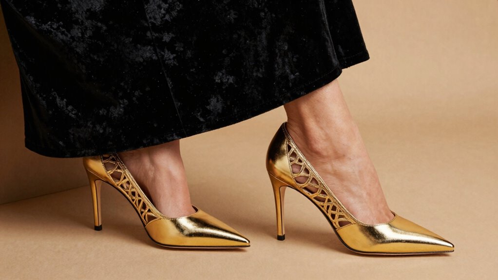metallics textures elevate heels