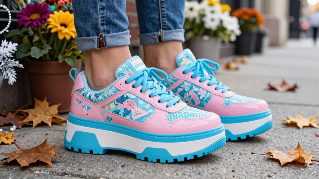mix bold sneakers with neutrals