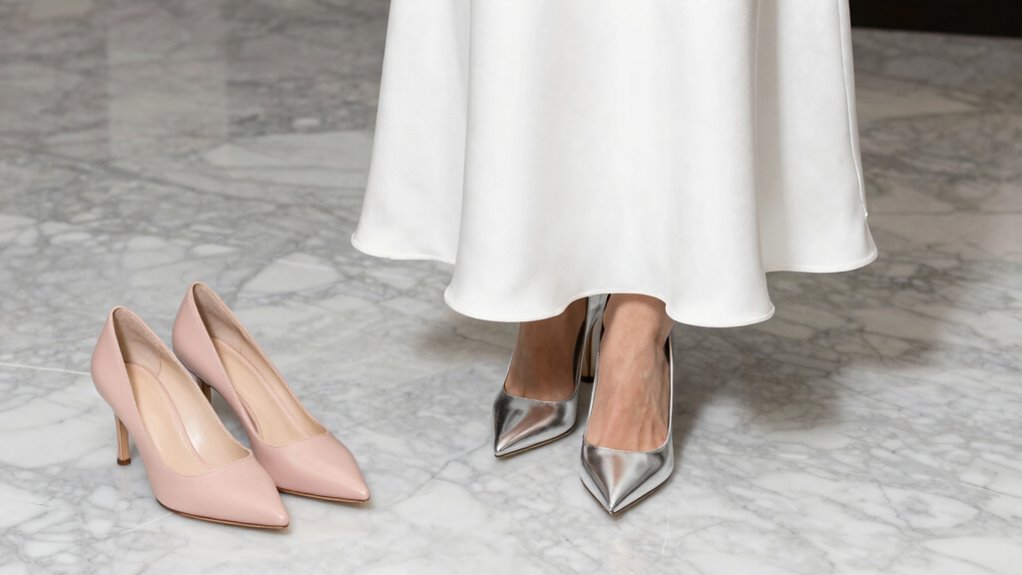 neutral nude metallic contrast
