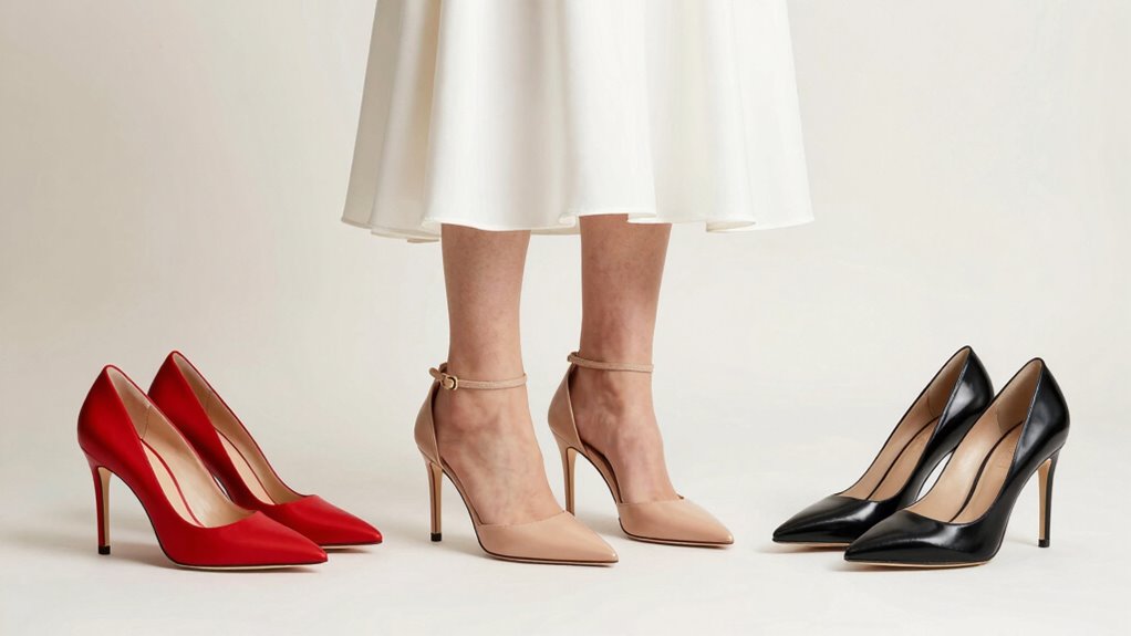 neutral toned heels elevate white dress