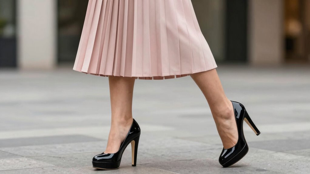 platform heels elevate midi skirt sophistication