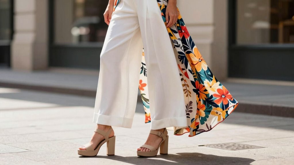 platform sandals elongate wide leg silhouettes