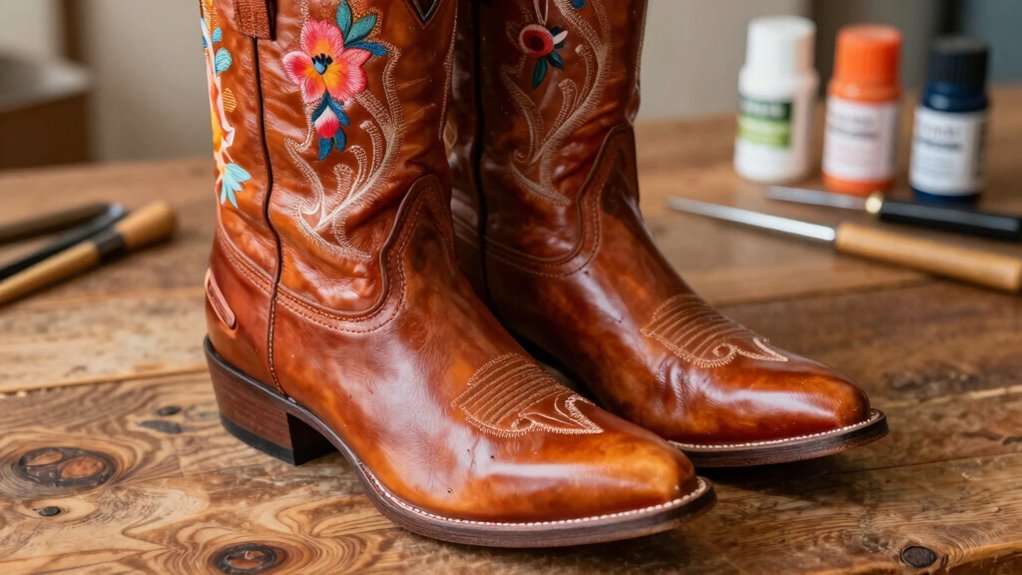 protecting painted conditioned boots care