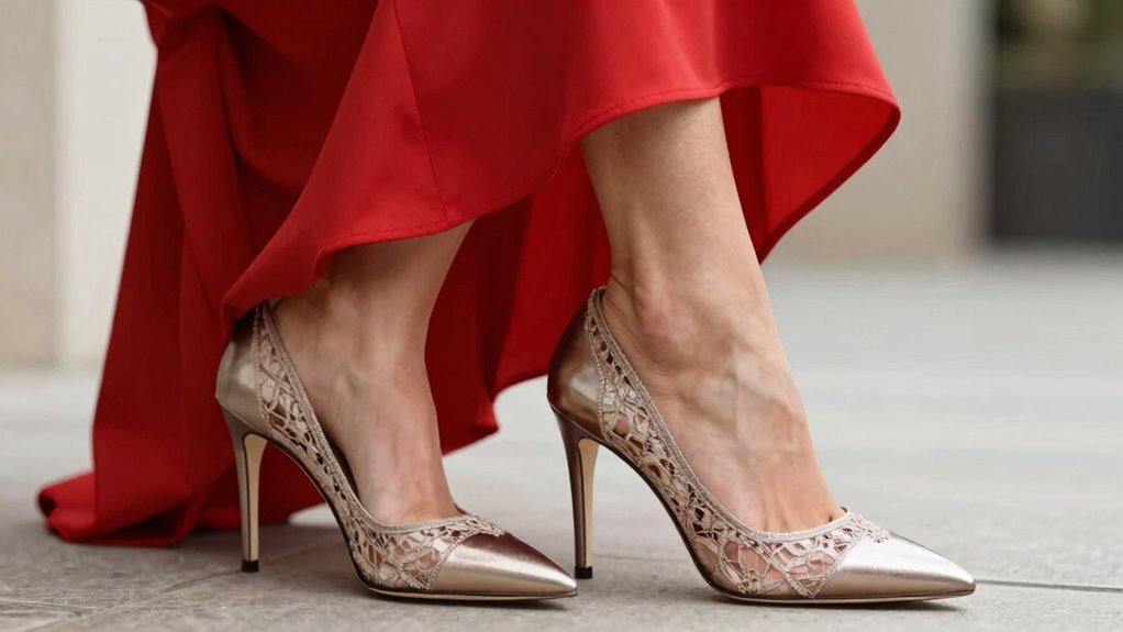 red dress heels style match
