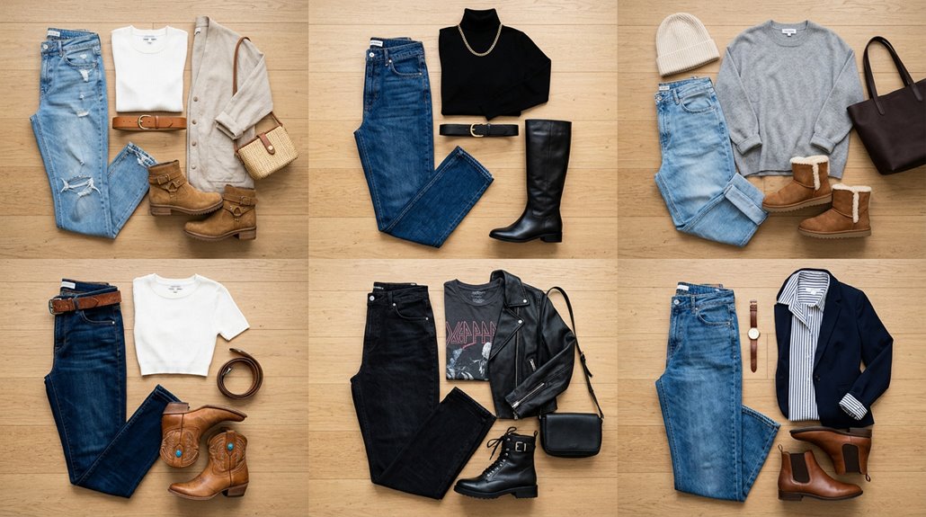 six jeans boots outfit ideas