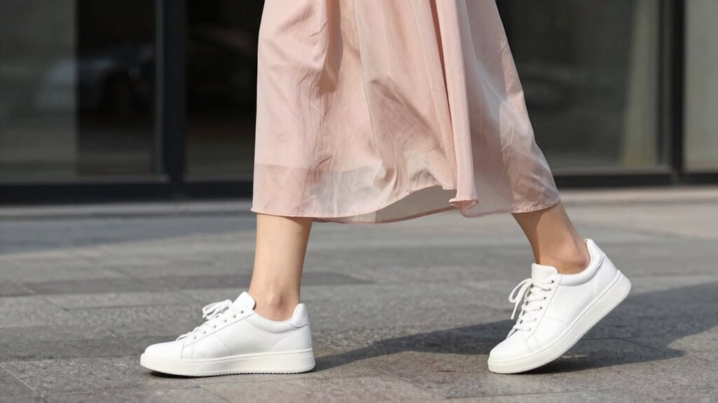 sneakers and dresses balance cohesively