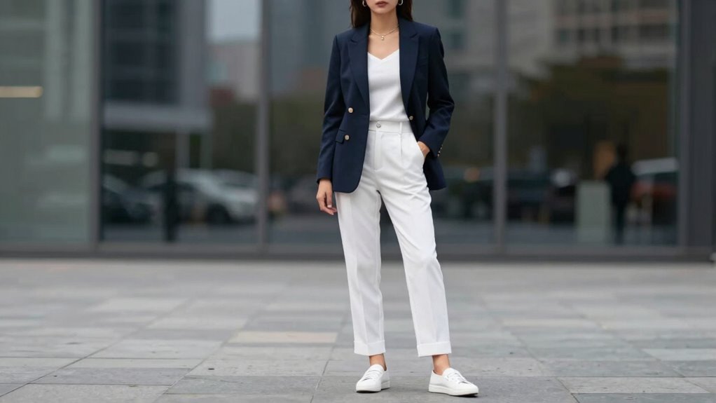 sneakers elevate polished silhouettes subtly